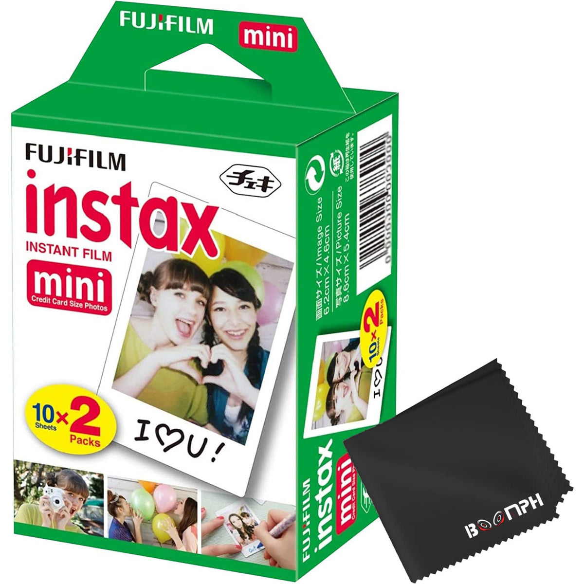 Fujifilm Instax Mini Instant Camera Film: 40 Shoots Total, (10 Sheets x 4) - Capture Memories Anytime, Anywhere - Boomph's Comprehensive Ultimate Performance Cloth Solution for Perfect Picture Quality