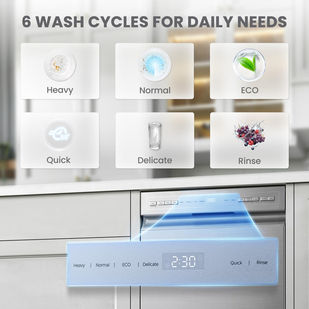 COMFEE' 18 Inch Built-in Dishwasher, Energy Star & NSF, Stainless Steel Tub