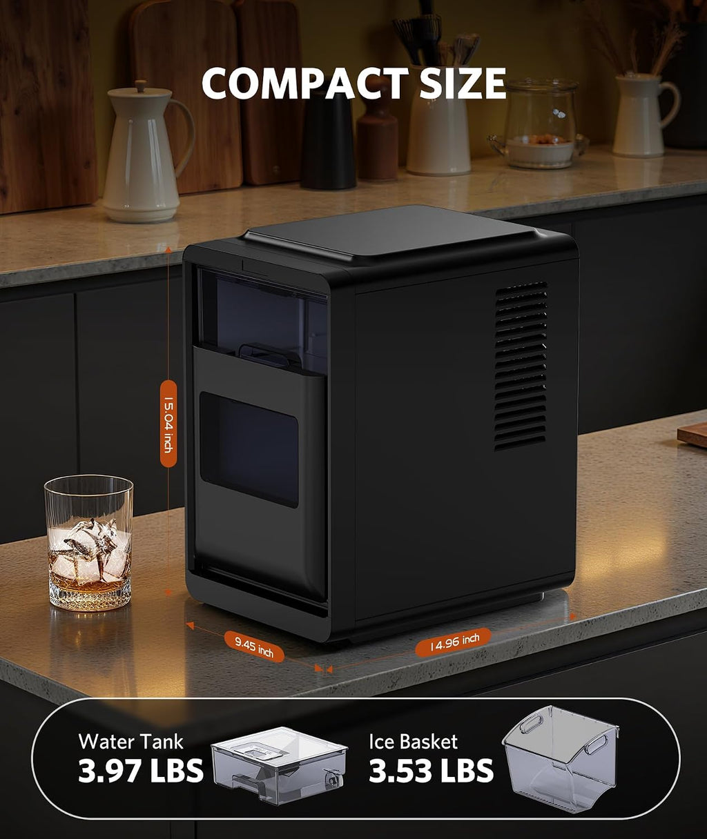 COWSAR Nugget Countertop Ice Maker, Automatic Ice Dispenser, 33 lbs/Day Chewable Pellet Ice Machine with Self-Cleaning & Measured Dispensing, Portable Ice Maker for Home, Kitchen, Office