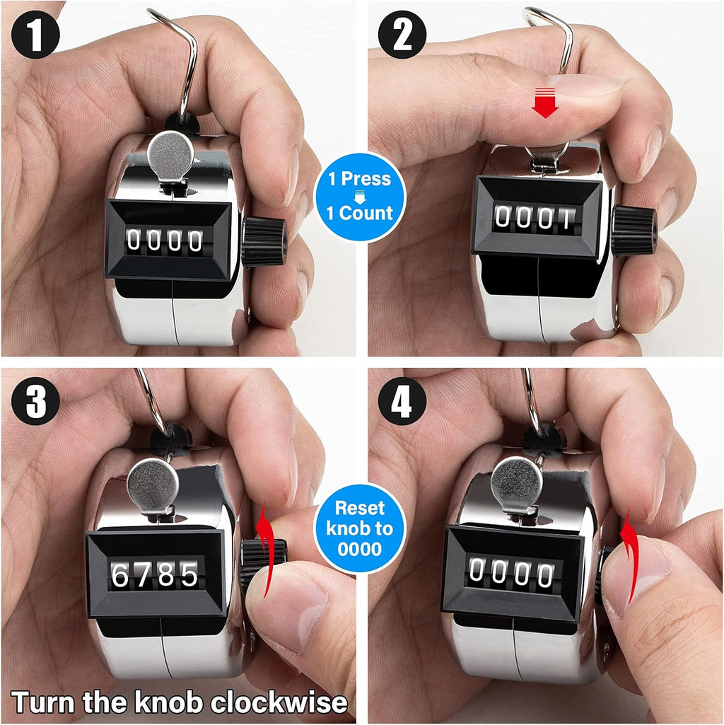 tally counter, 4-digit clicker counter, Metal hand tally counters clicker for counting, golf scoring