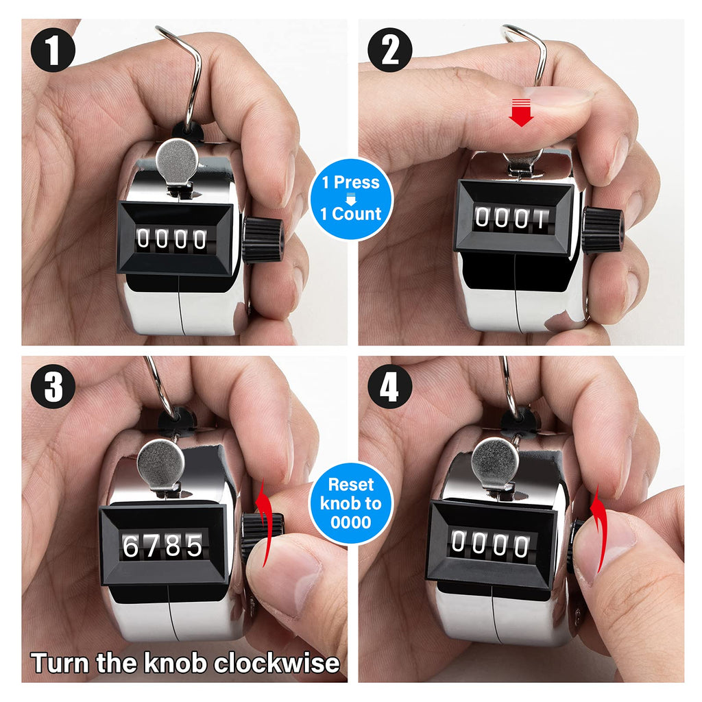 tally counter, 4-digit clicker counter, Metal hand tally counters clicker for counting, golf scoring