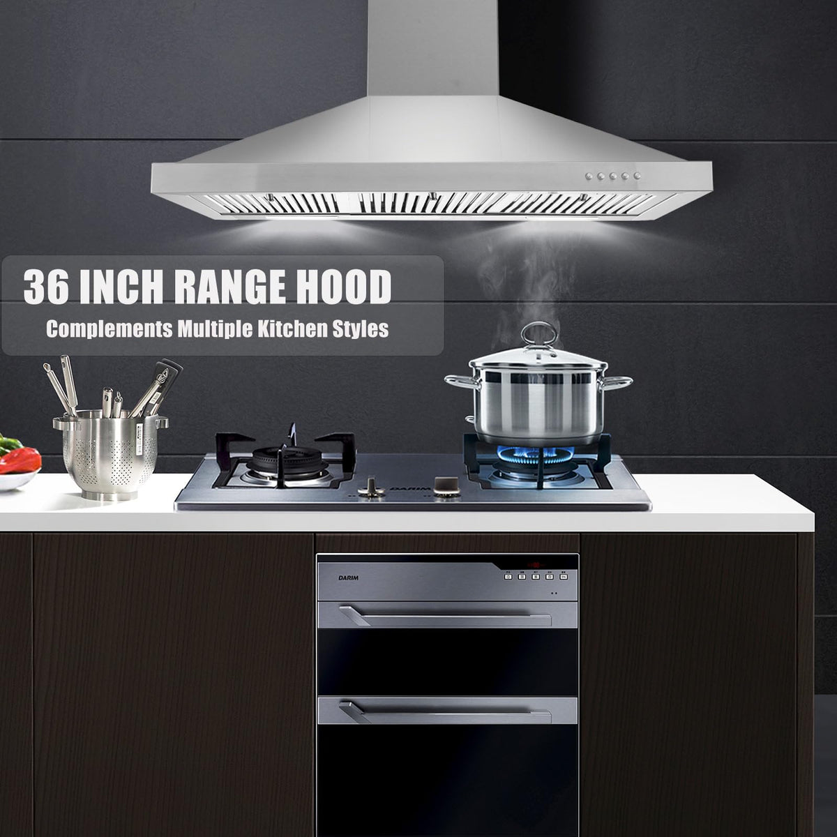 Wall Mount Range Hood 30 inch, 900 CFM Stainless Steel Kitchen Hood