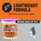 Gorilla Smooth Finish Wall Filler, 473ml – Applies Purple & Dries White | Repairs Small and Large Holes in Walls & Ceiling, Smooth Finish, Won’t Shrink or Crack, Fills any Depth| Indoor & Outdoor Use