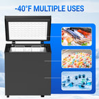 Chest Freezer Low temperature quick freeze 14℉ to -40℉ Compact Freezer - 2 Removable Baskets Match Day Parties, Home Bar Game Day &Beaded Ice Cream & Frozen Storage (Red, 1.8 Cubic Feet)