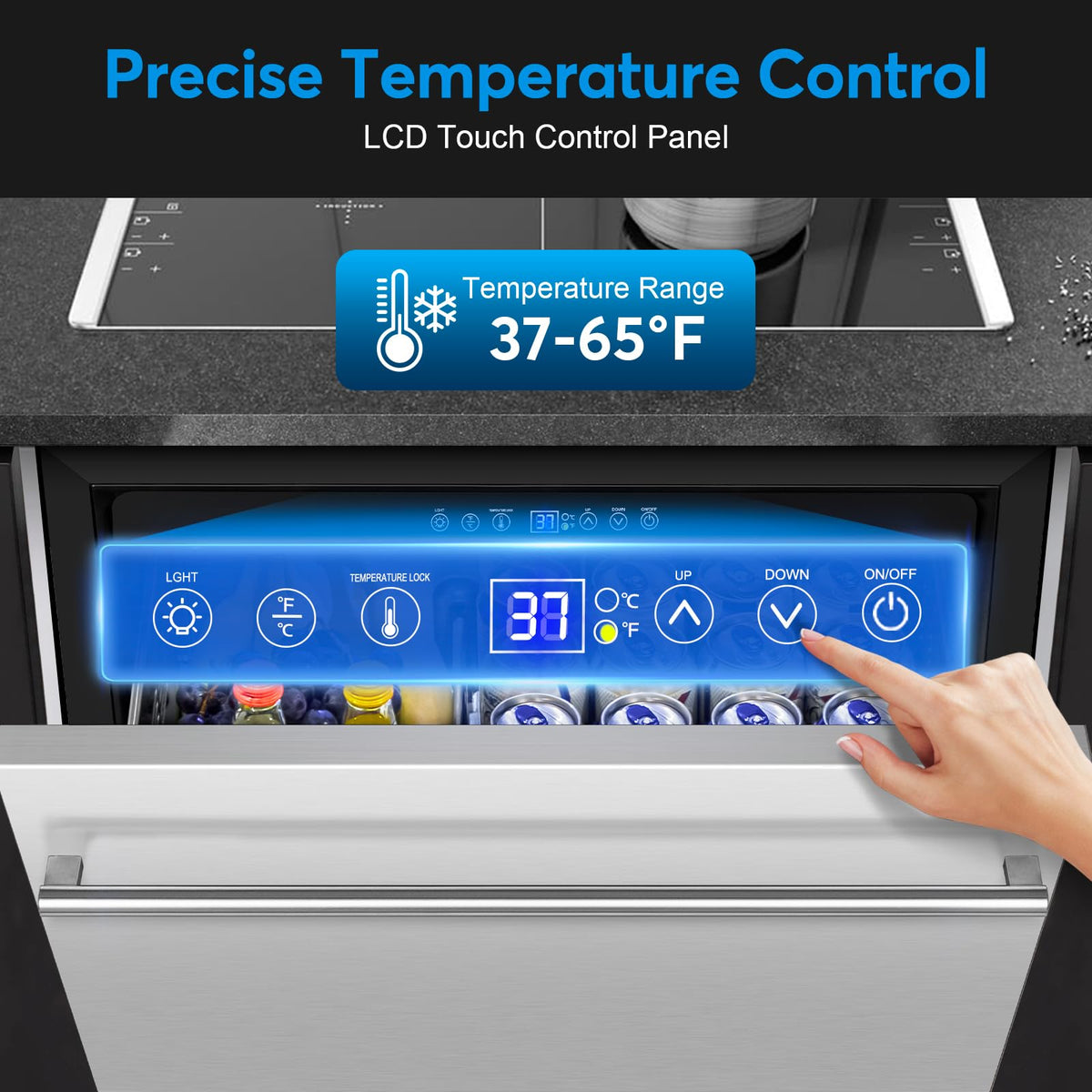 24" Dual Zone Wine and Beverage Refrigerator, Under Counter with Glass Door
