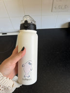 GOPPUS 600ml/20oz Stainless Water Bottle with Straw Double Wall Insulated Bottles with Strap One Hand Open Vacuum Thermal Flask with Flip Top Lid Leakproof Keep Cold Drinks BPA Free