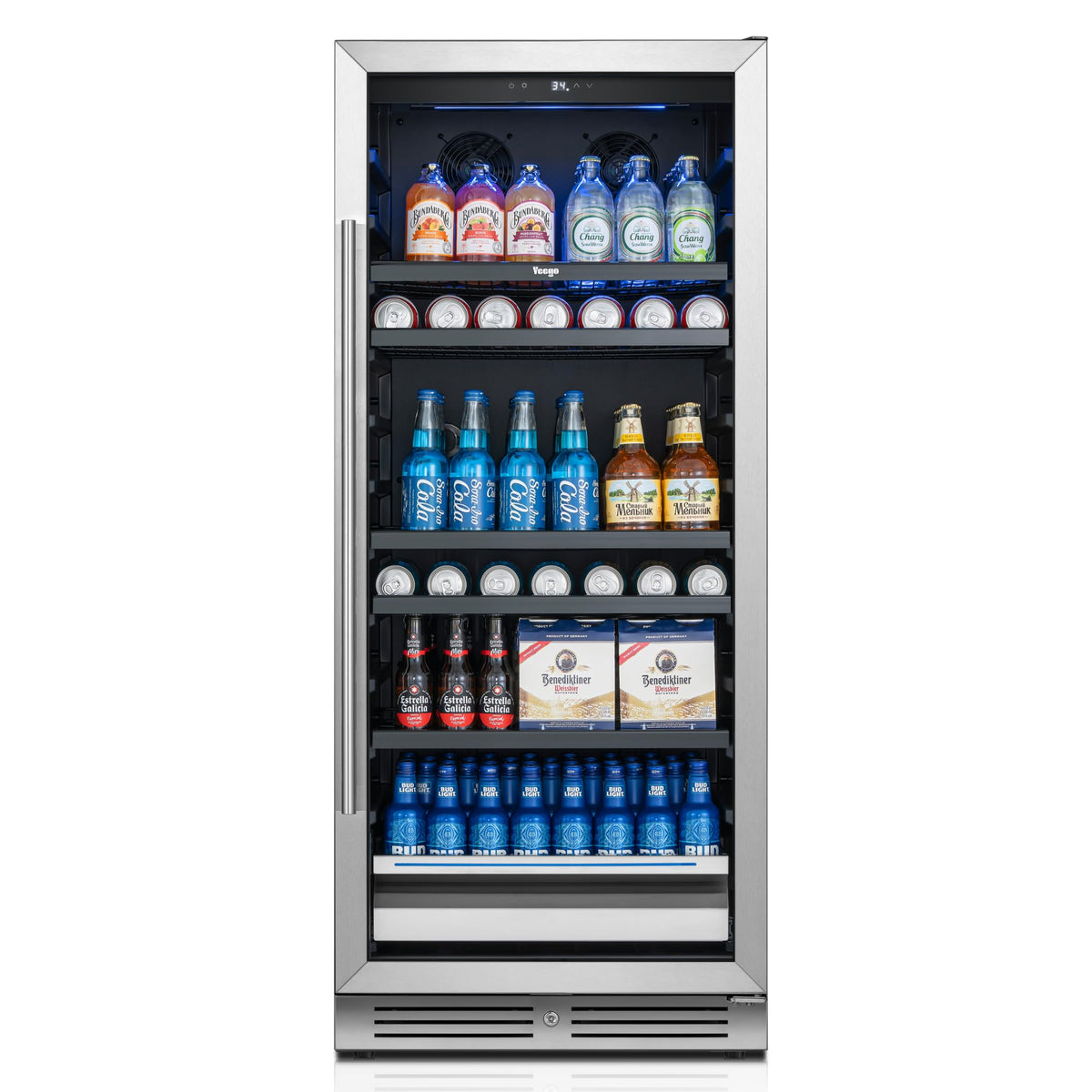 Yeego Beverage Refrigerator - 24 inch 180 Cans Beer Cooler with Glass Door