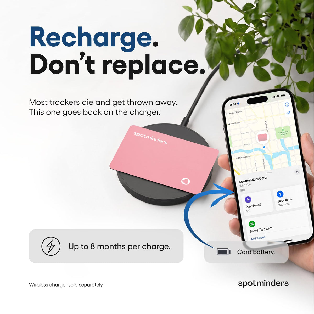 SPOTMINDERS Apple MFi Certified Wallet Tracking Card Black 4-Pack Travel Gifts for Him Works with Apple Find My Rechargeable Tracker IP68 Waterproof 0.07" Slim iPhone Item Finder for Luggage Passport