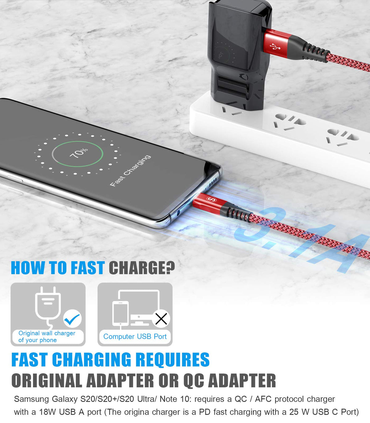 2-Pack 1M USB C Cable 3.1A Fast Car Charger Cable Compatible for iPhone 17 air 16 15 Plus Pro Max, Samsung Flip/Fold 7 6 5 4 3 S26 S25 S24 S10 S20 S21 S22 S23 A16/15/14/13/12 A35/A34 A56/55/54, Pixel