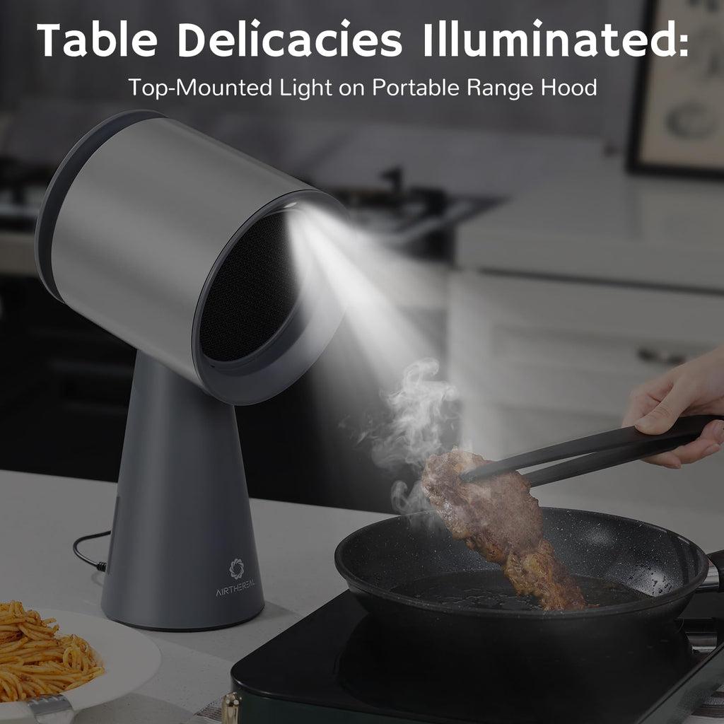 AIRTHEREAL Portable Range Hood with Rechargeable Battery, 3-Speed Suction