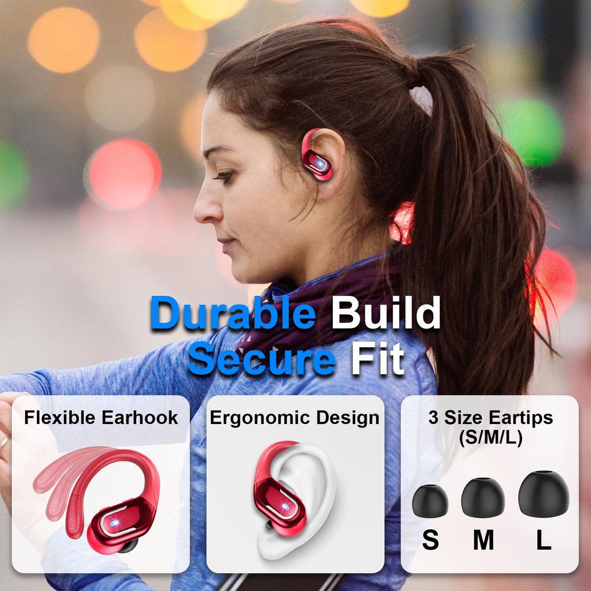 Wireless Earbuds Sports, 75Hrs Bluetooth 5.4 Headphones, Bass Hi-Fi Stereo