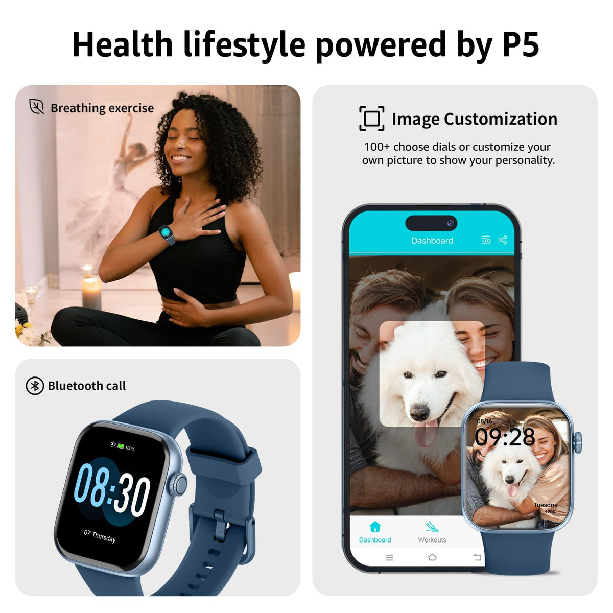 AcclaFit Smart Watch for Men Women Answer/Make Call, 1.85" Smartwatch, Fitness Watch with Heart Rate Blood Pressure Sleep Monitor, IP68 Waterproof Step Counter Compatible with Android IOS Orange