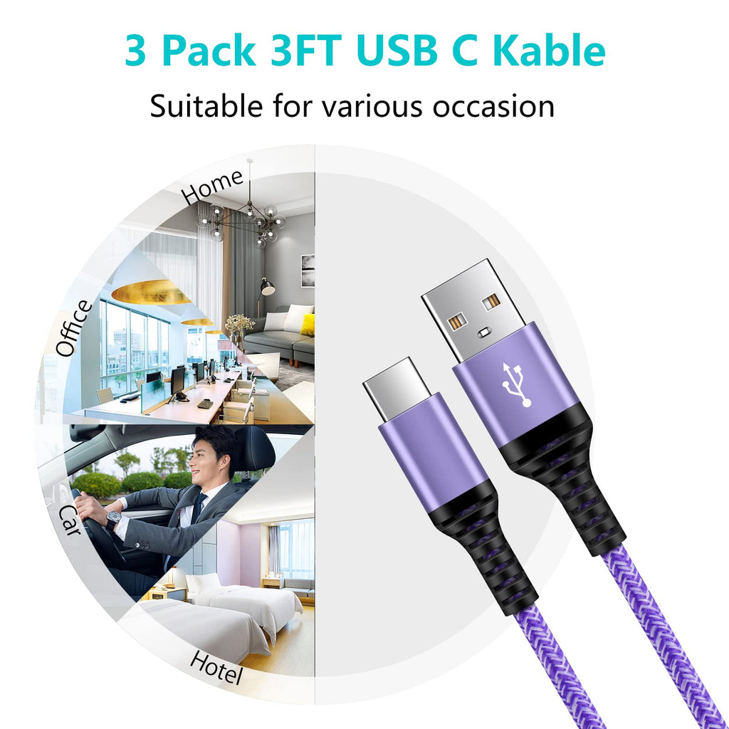 USB C Samsung Charger Cable Fast Charge Lead 6FT 2Pack Type C Phone Charger