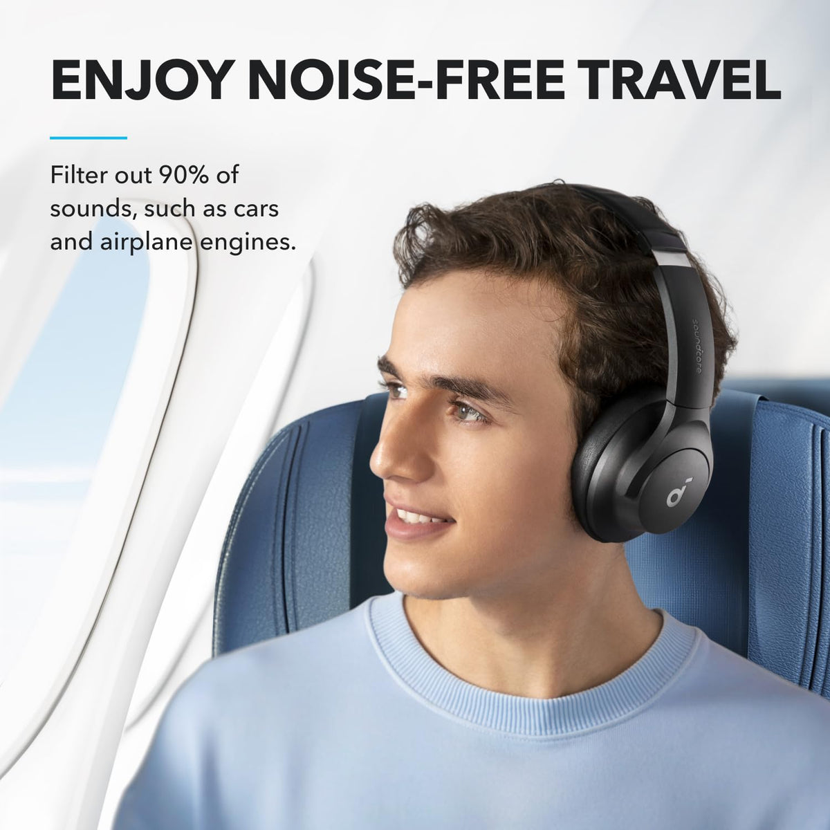 Soundcore by Anker Q20i Headphones with Protective Case, Blue, Bundle