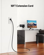 Surge Protector Power Strip 4800J, LeZone 10Ft Long Extension Cord Flat Plug, 20 Outlets 8 USB Ports(4 USB-C), Wall Mountable, Desk Charging Station, Black