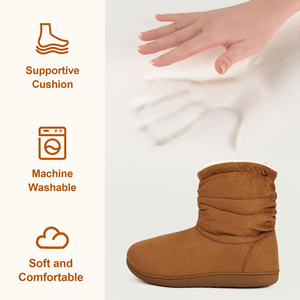 LongBay Women Slipper Boots Warm Memory Foam Indoor Outdoor House Shoe Gift