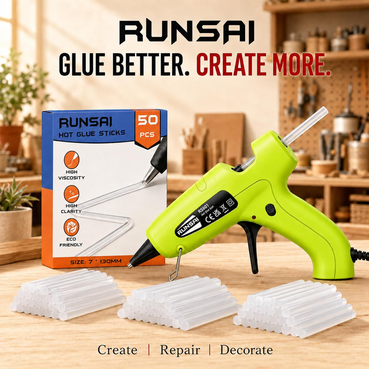 RUNSAI® Hot Glue Gun Kit, 30W Mini Glue Gun with 30pcs 7mm Sticks