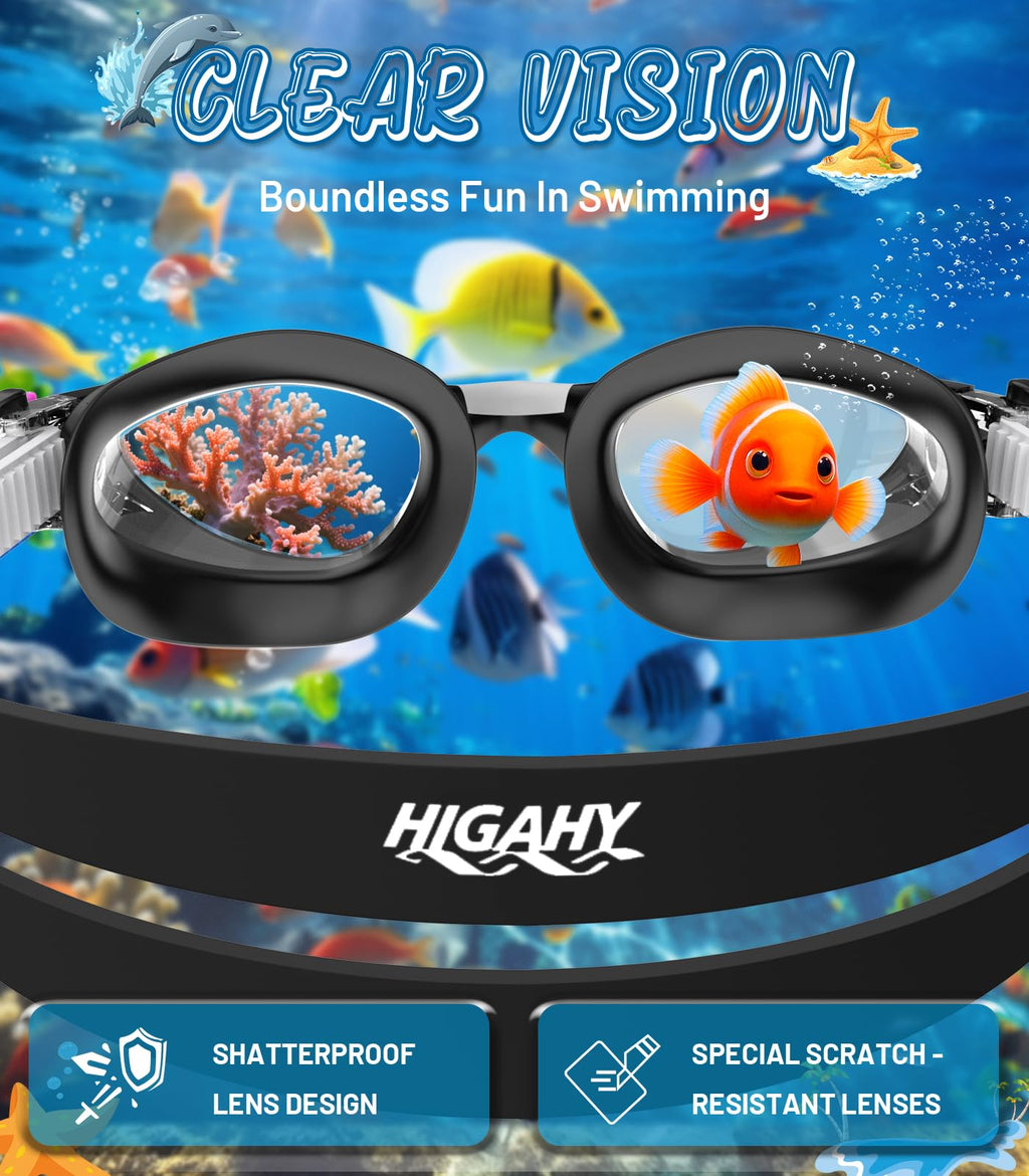 Kids Swimming Goggles for Boys & Girls Aged 6-14, Anti-Fog