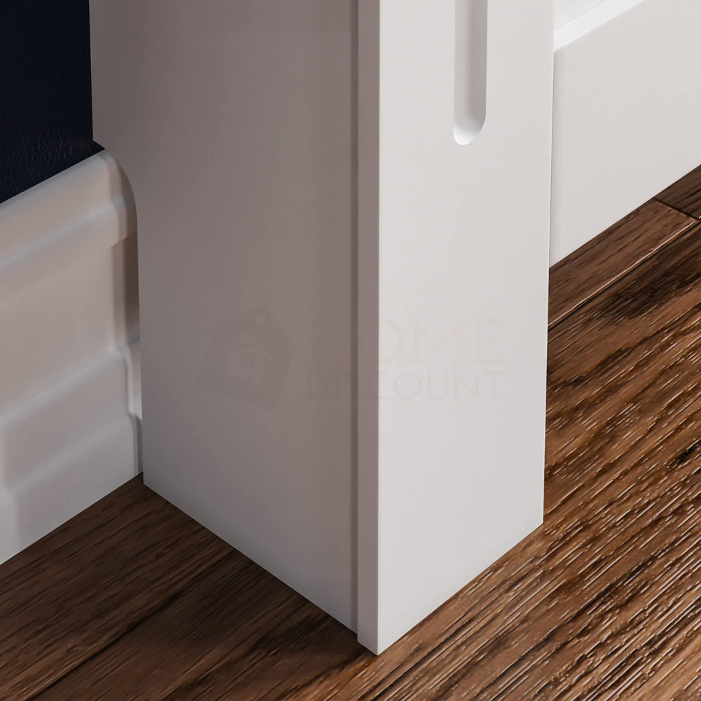 Vida Designs Chelsea Radiator Cover White - Medium - Modern Vertical Slat Design For Optimal Heat Circulation - H82xW111xD19cm - Painted MDF Cabinet Ideal For Living Room & Hallway