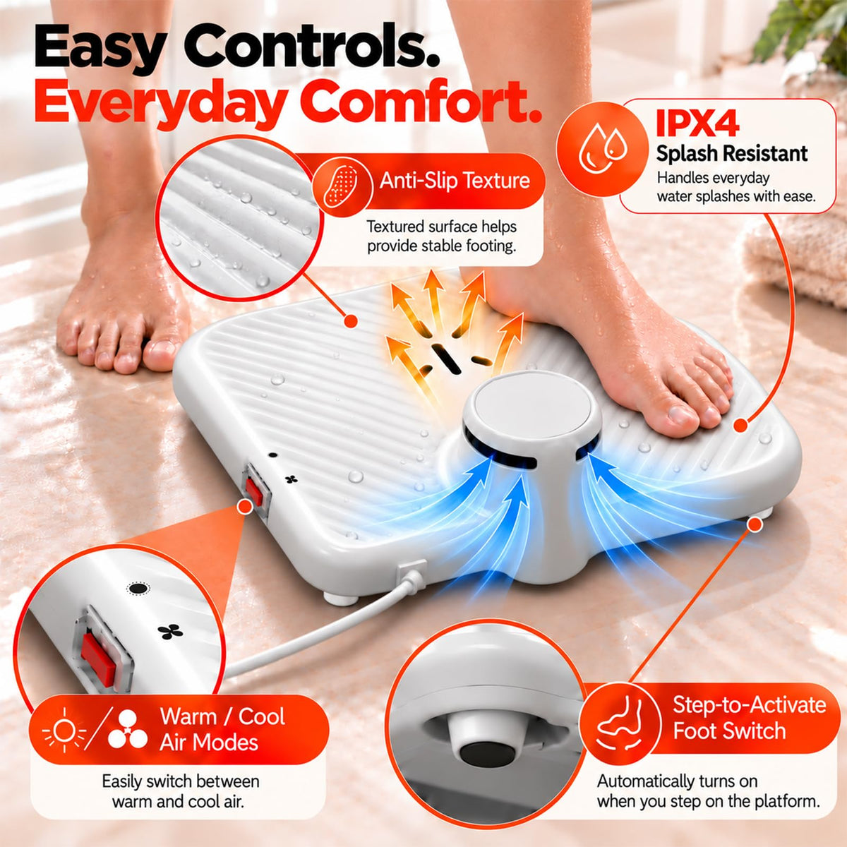 Body Dryer for After Shower, Compact Body and Feet Dryer, Cool & Warm Modes