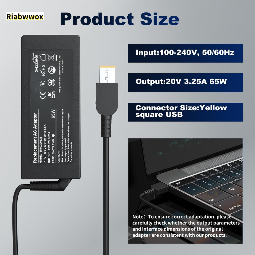 Universal 65W USB C Laptop Charger Compatible with Lenovo Thinkpad