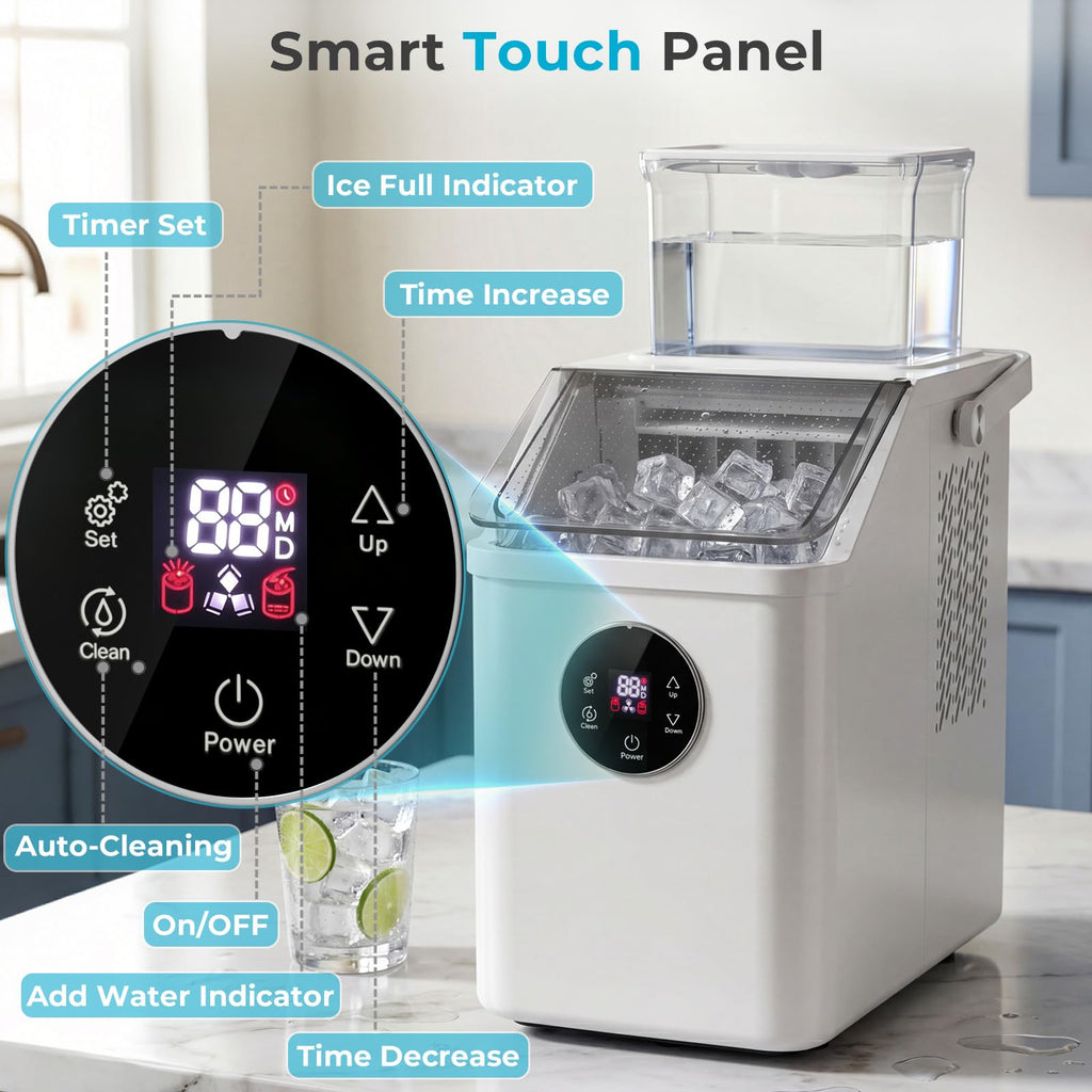 Electactic Countertop Ice Maker, 12 Square Ice Cubes in 13 Mins, 26Lbs/Day