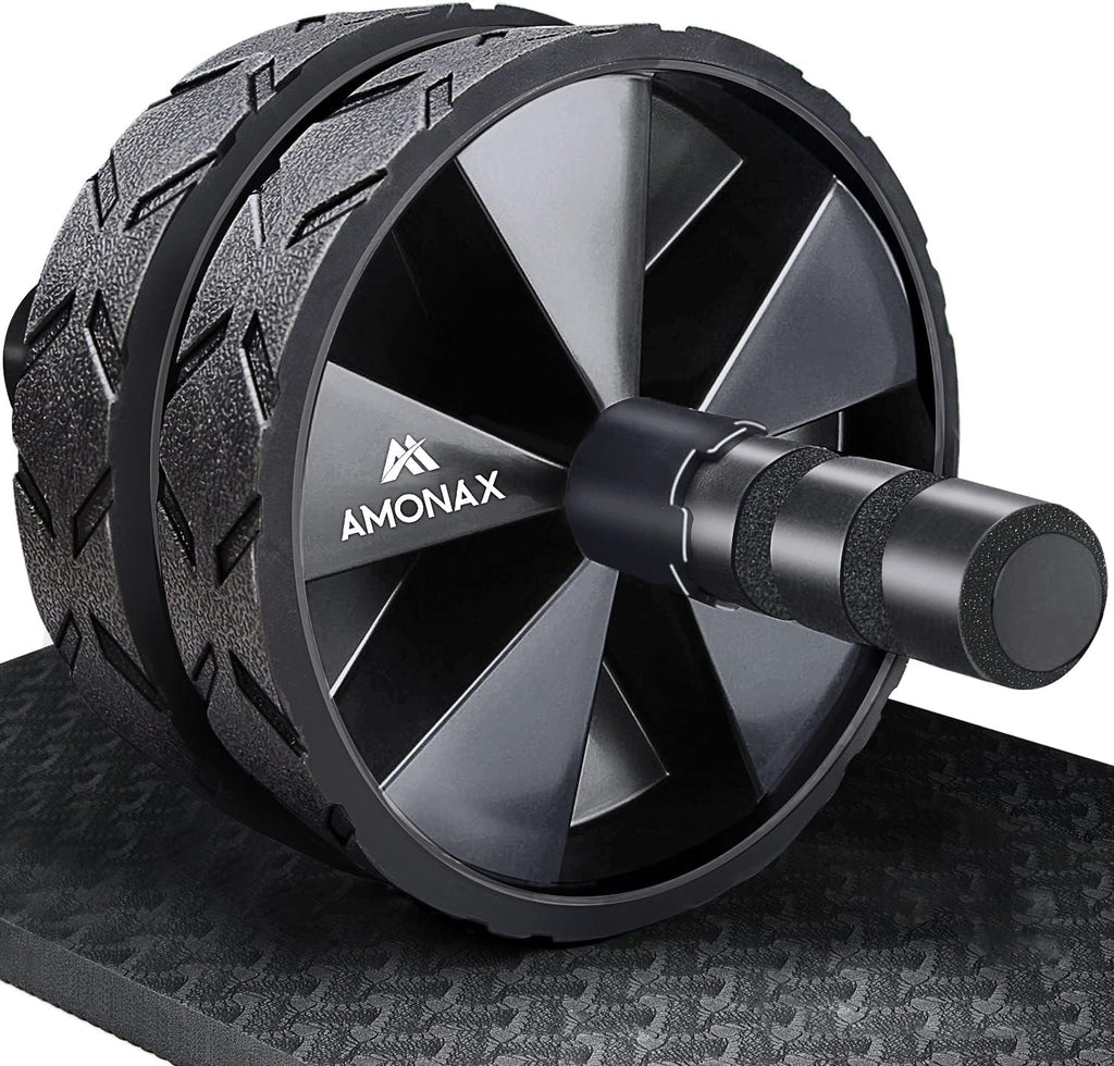 Amonax Convertible Ab Wheel Roller with Large Knee Mat for Core Abs Rollout
