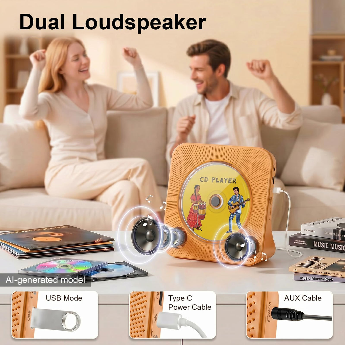 Gueray CD Player Portable Bluetooth Desktop CD Players for Home