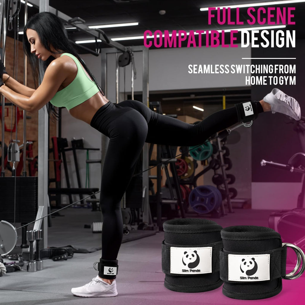 Slim Panda Ankle Straps for Cable Machines, Cable Kickback Ankle Cuffs
