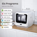 COMFEE' Portable Mini Dishwasher Countertop with 1.32Gal Built-in Water Tank for Apartments& RVs, No Hookup Needed, 6 Programs, 360° Dual Spray, 162℉ High-Temp& Air-Dry Function