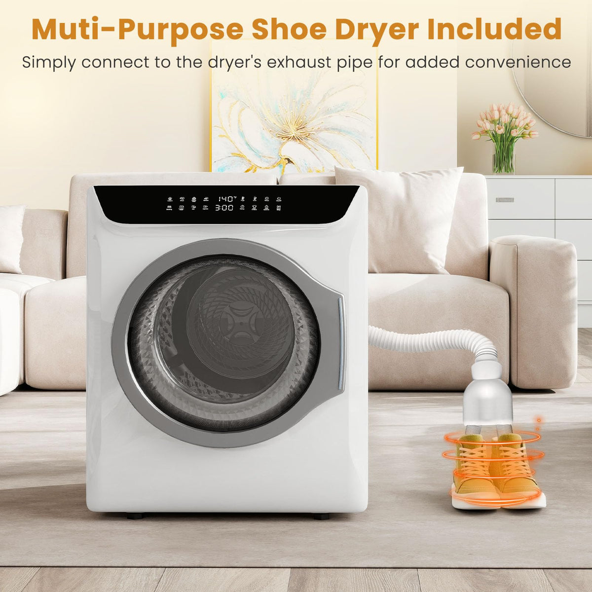 Auertech 3.6 CU. FT Clothes Dryer, Large Capacity Laundry Dryer with 12 Drying Modes & Stainless Steel Tub, Dryer Machine, Electric Dryer with LED Control for Busy Family Home, White