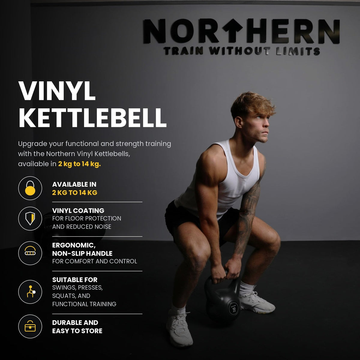 NORTHERN Vinyl Kettlebell 2kg-14kg - Strength Training Weight
