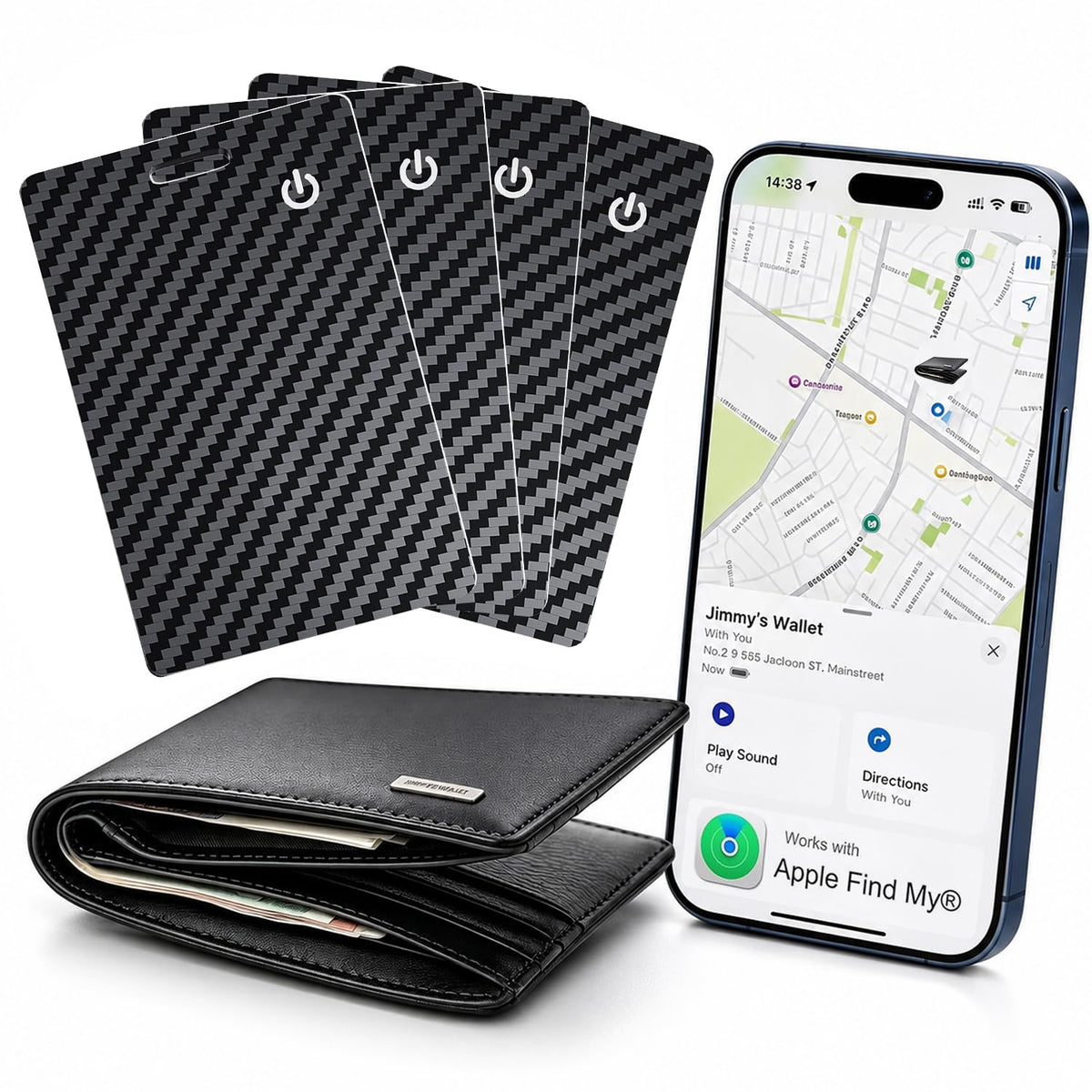 [Apple MFi Certified] 2 Pack Wallet Tracker Card with Apple Find My (iOS Only) Rechargeable Air Tracker Tags Bluetooth Wallet Finder IP68 Waterproof GPS Tracker Item Finder for Keys, Bags, Passport