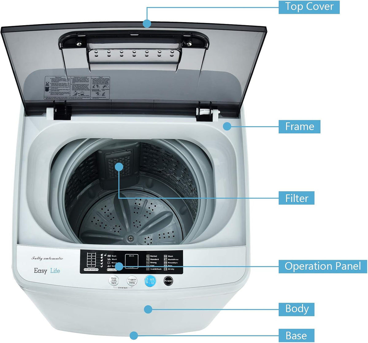 COSTWAY 8.8LBS Portable Washing Machine, Full-Automatic w/Drain Pump, White