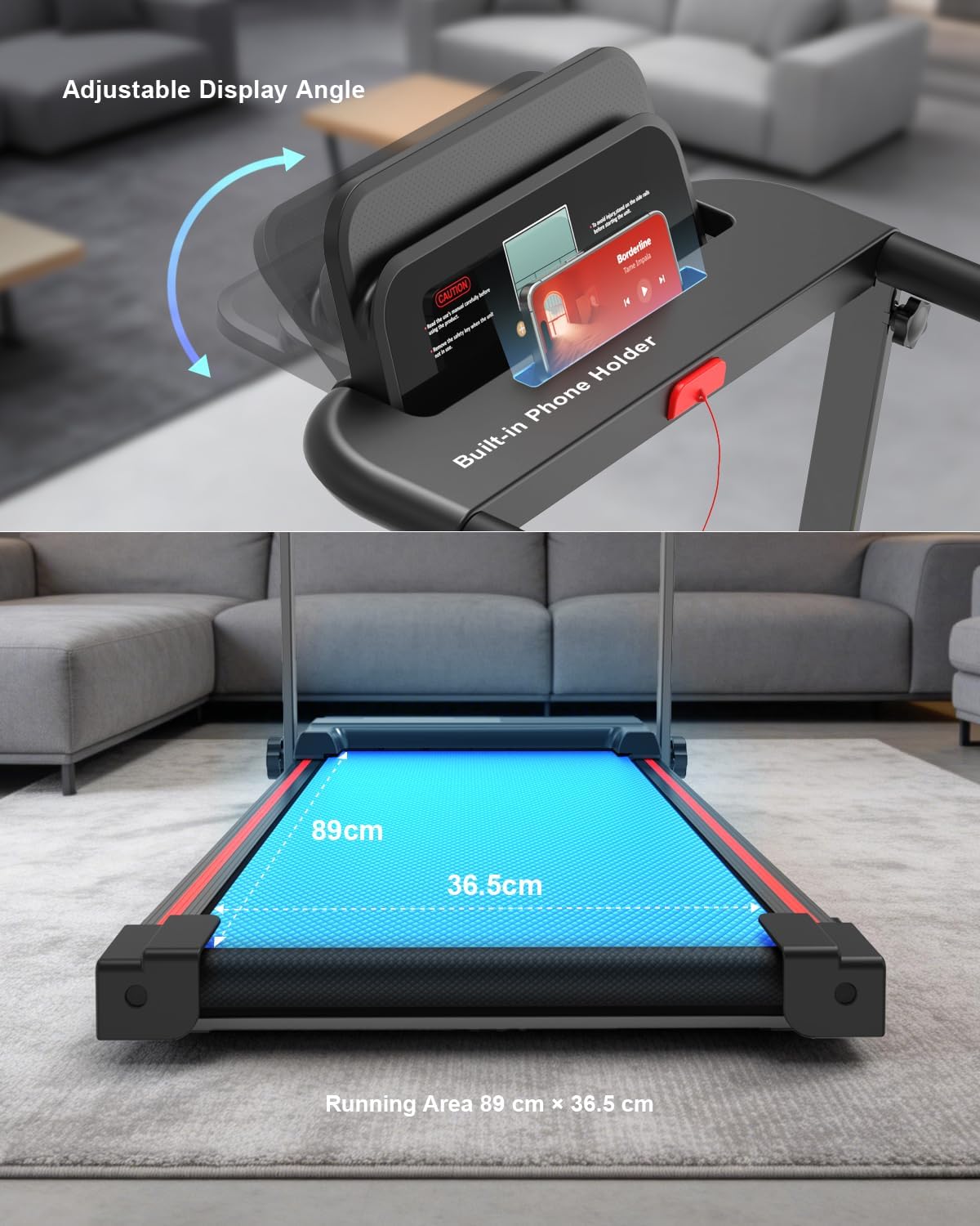 Treadmill for Home Foldable Walking Pad - Running Machine with Incline stable