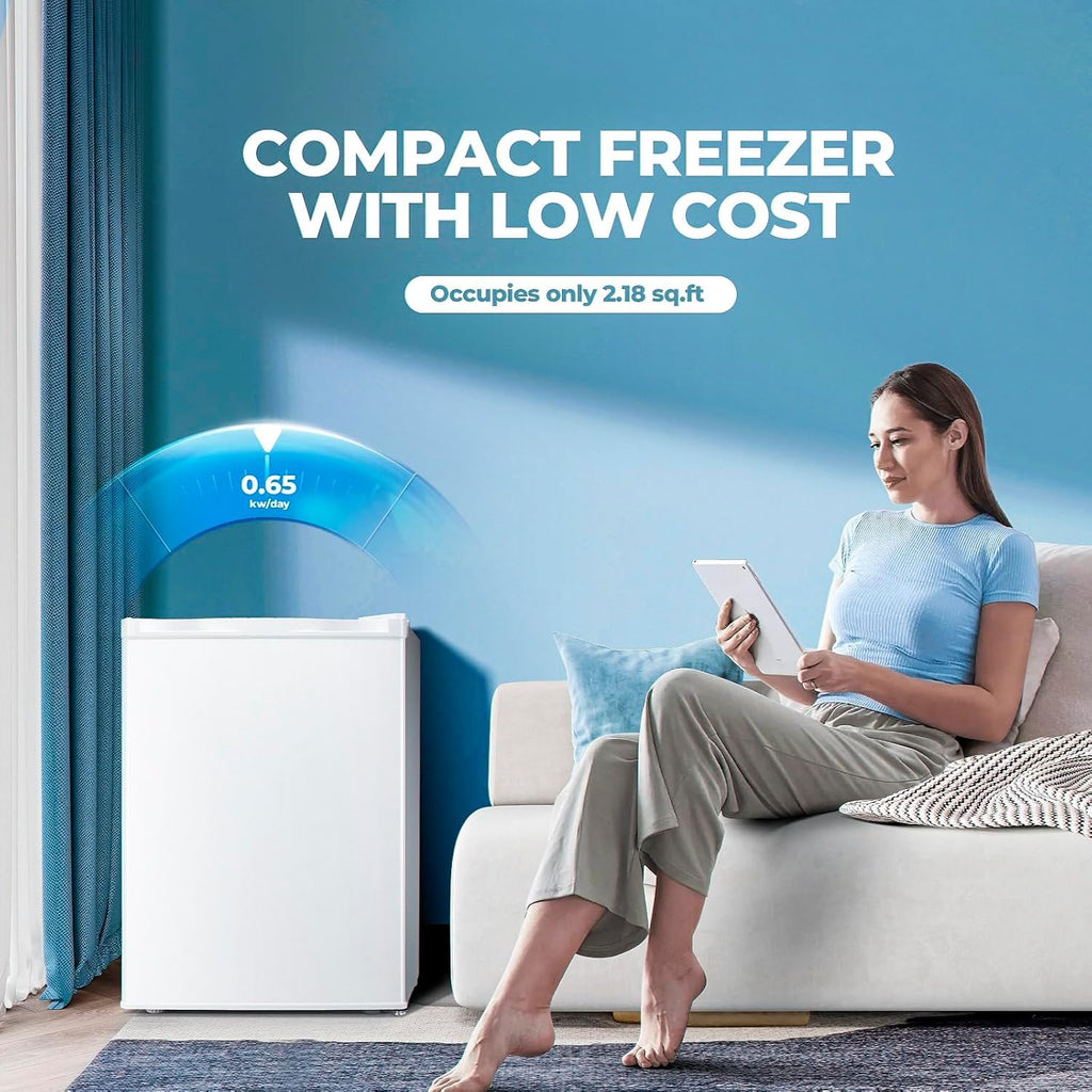 Electactic 3.2 Cu.ft Small Freezer, Mini Upright Freezer, White