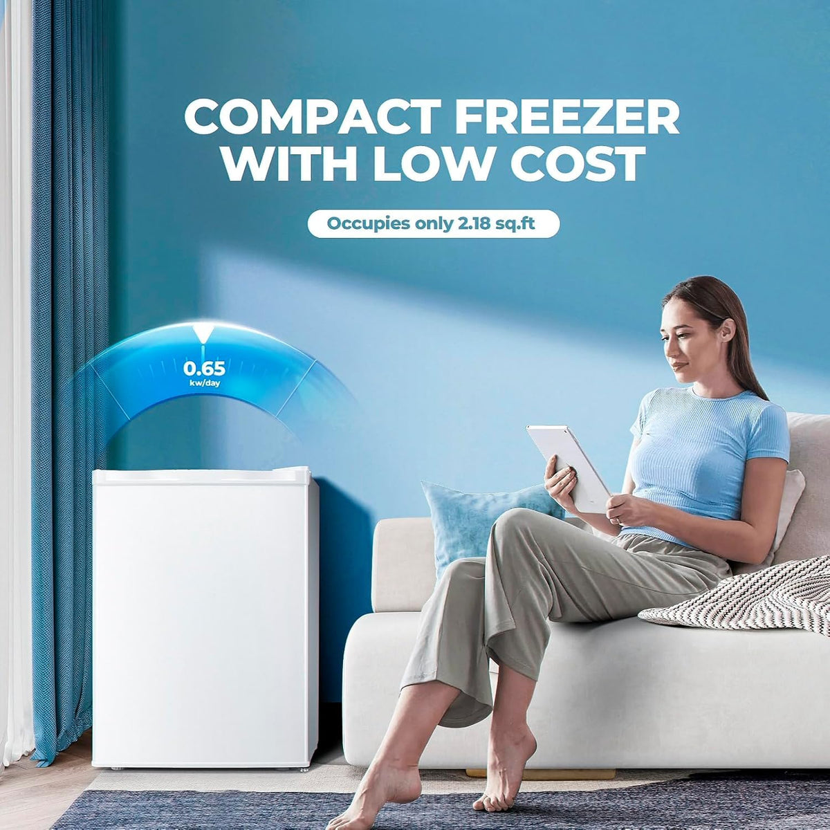 Electactic 3.2 Cu.ft Small Freezer, Mini Upright Freezer, White
