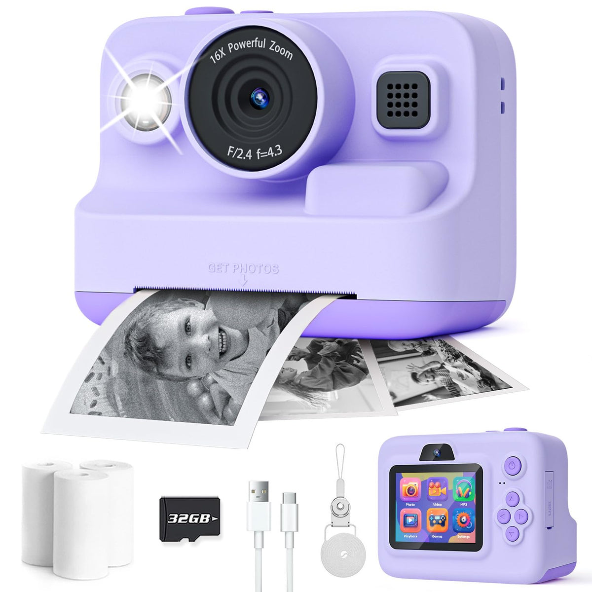 Dylanto Kids Camera Instant Print,1080P Kids Instant Cameras that Print Photos,Christmas Birthday Gifts for Girls Age 3-12,Portable Toy for 3 4 5 6 7 8 9 10 Year Old Girls Boys-Blue
