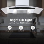 Tieasy Range Hood 30 Inch, 450 CFM Wall Mount Kitchen Hood with Ducted/Ductless Convertible Stainless Steel Filter Range Hoods 3-Speed Touch Control LED Lights