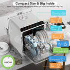 Hermitlux Slim Countertop Portable Dishwasher for Small Spaces