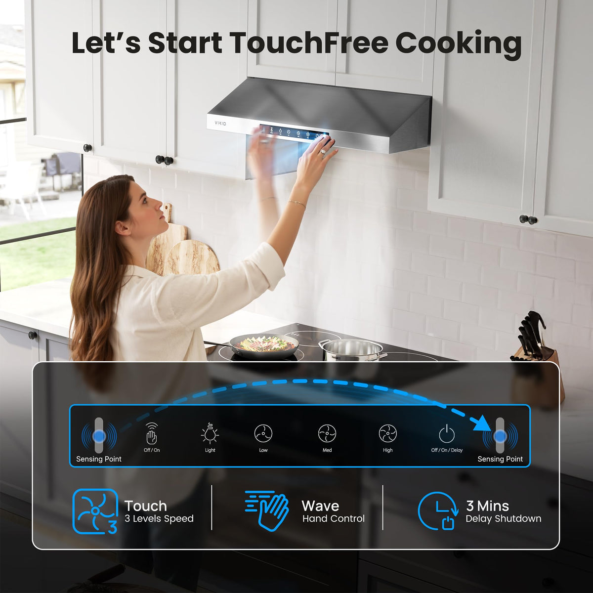 VIKIO HOME 30 Inch Under Cabinet Range Hood 900 CFM Dual Motor Power