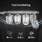 Electactic Portable Ice Maker Countertop,8 Bullet Ice in 6 Mins,2 Ice Size