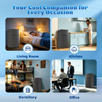 DEMULLER 45L Personal Double‑Door Mini Fridge With Freezer, Blue