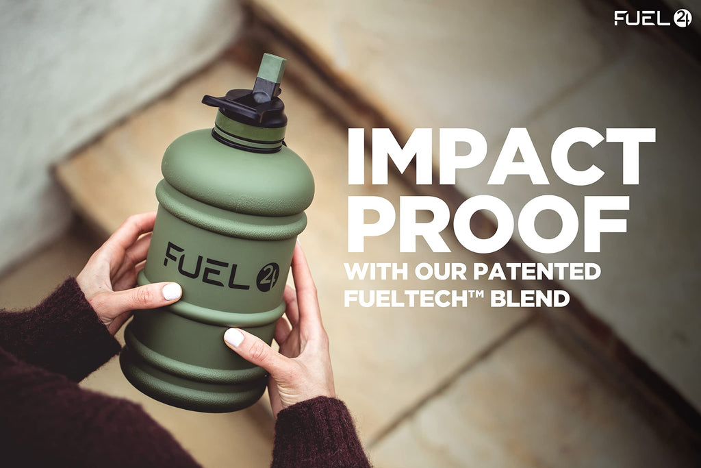 Fuel24 Jug - 2.2 Litre Water Bottle - Extra Strong Flex Material - Drop Proof, Pop or Straw Cap Options - 2.2L Large Gym Sports Bottle, BPA FREE