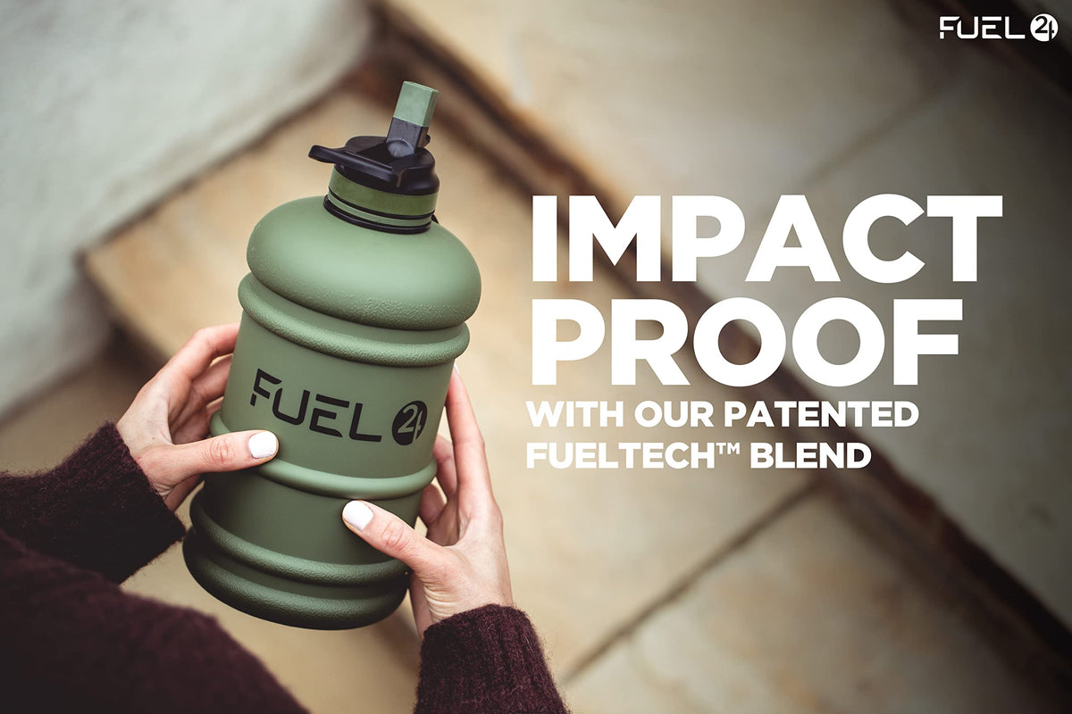 Fuel24 Jug - 2.2 Litre Water Bottle - Extra Strong Flex Material - Drop Proof, Pop or Straw Cap Options - 2.2L Large Gym Sports Bottle, BPA FREE