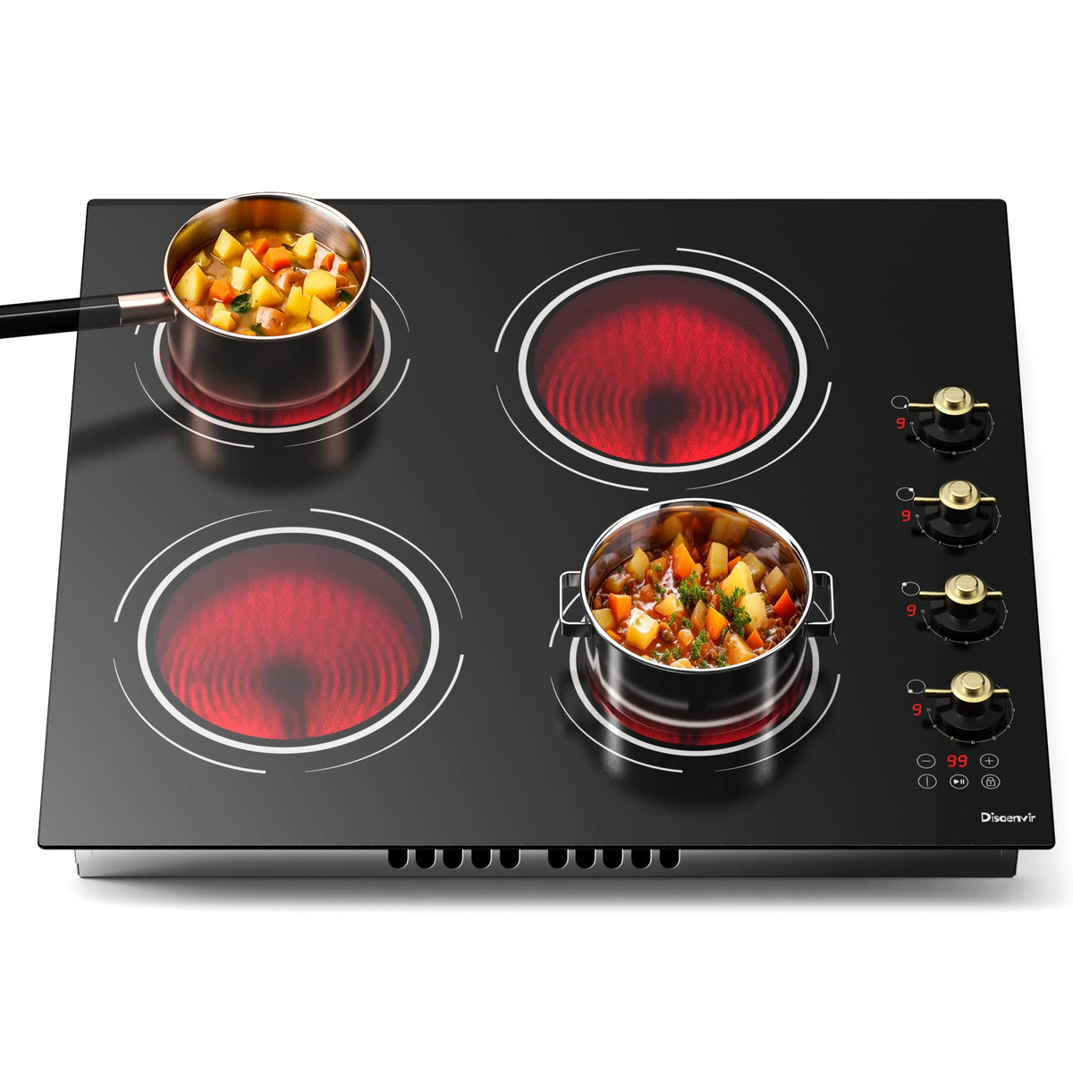 2 Burner Electric Cooktop 110V, 2000W Shard Power