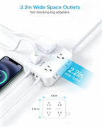 Extension Cord 10 Ft, Ultra Thin Flat Plug Power Strip Surge Protector