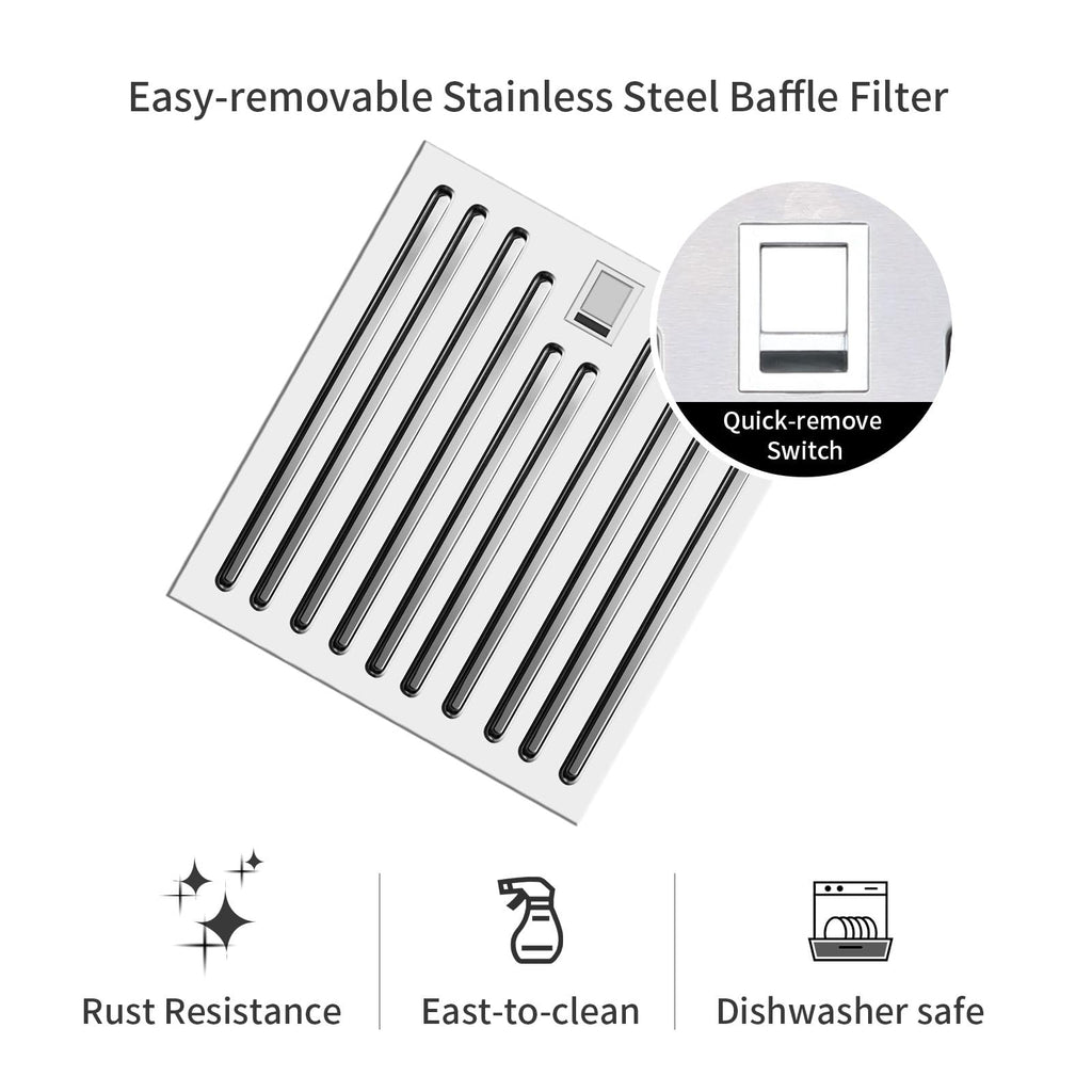 Range Hood Insert 30 inch,Stainless Steel Kitchen Vent Hood 600CFM,Built-in Kitchen Stove Hood w/Front Button Controls and Front LED Lights,Baffle Filters,Ducted/ductless Convertible Duct