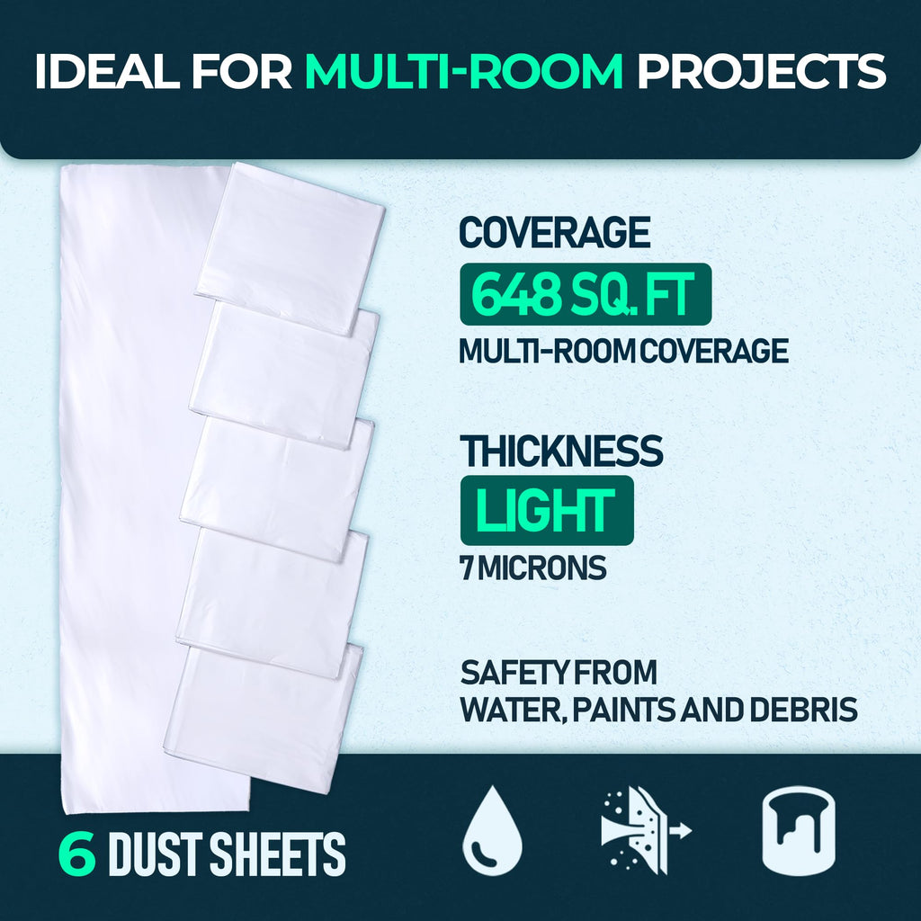CS Cotton Dust Sheets for Decorating, Furniture, Floors, 12x9 Ft (3.6x2.7m)