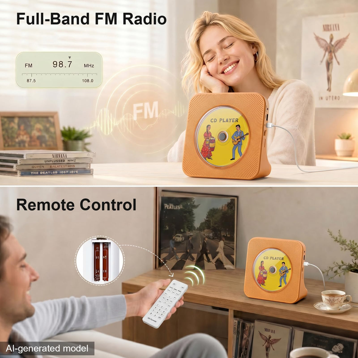 Gueray CD Player Portable Bluetooth Desktop CD Players for Home
